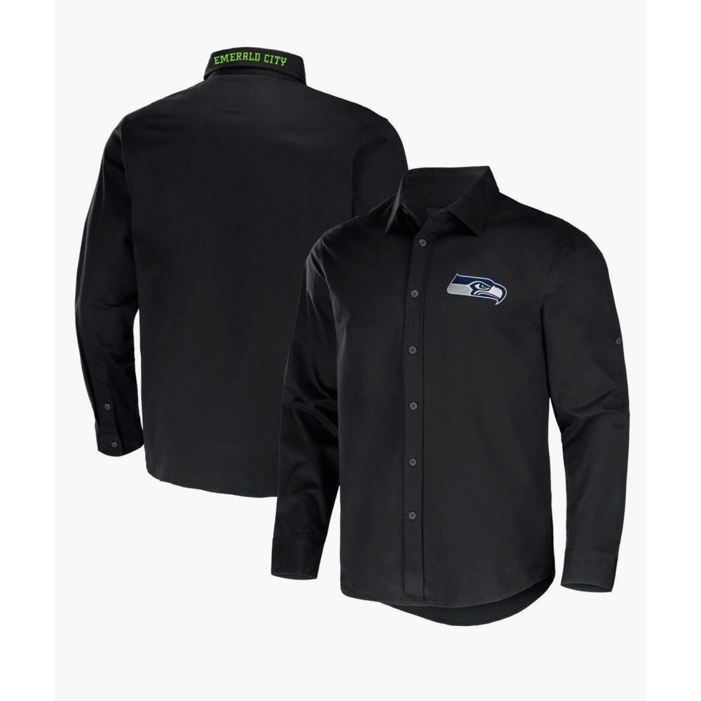 NFL Darius Rucker Seattle Seahawks Black Button Up Shirt Mens Small Emerald City